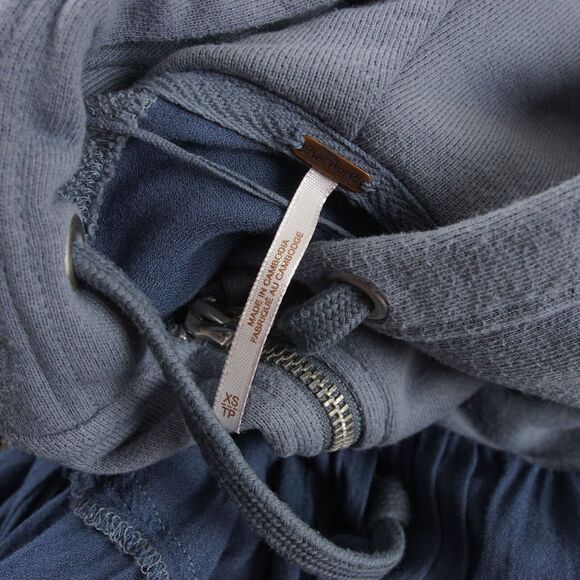 Free People Moon Dust Full Zip Hoodie Cardigan Washed Denim Blue Womens Sz XS - Picture 10 of 12